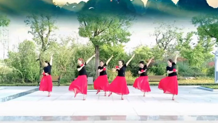 点击观看《恋红颜小琴广场舞桃花美桃花开 集体舞视频》