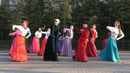 广场舞《蓝色的蒙古草原》团队版，歌美舞美人更美，杜老师团队