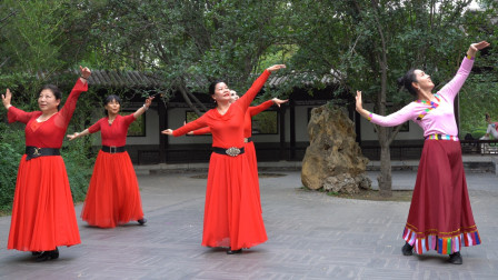紫竹院媛媛广场舞《梦中的妈妈》团队版，歌曲好听，舞步整齐好看
