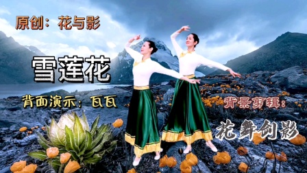 花与影广场舞《雪莲花》藏族舞蹈，背面演示：瓦瓦