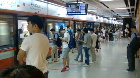 广州地铁3号线天河客运站折返进站 番禺广场方向 b1型列车