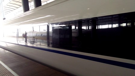 G1258/5次列车（上海虹桥―长春，沈局长春段担当，CRH380BG重联）停靠天津西站12站台