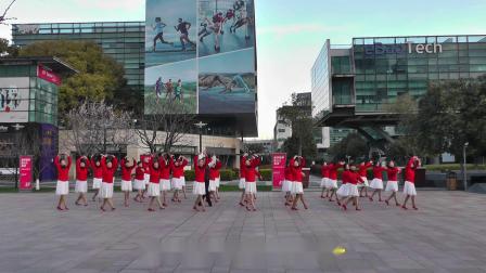 上海红舞鞋广场舞《雪落下的声音》32人版  编舞：饶子龙老师