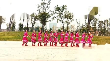 什邡湿地公园广场舞藏族舞蹈《再唱山歌给党听》变队形版