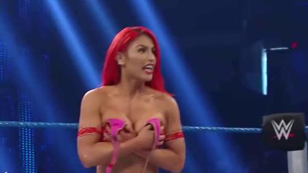 WWE俩女子打架，还没开打胸衣掉了，林子大了什么鸟都有啊