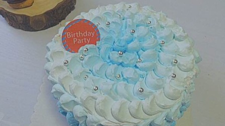 「M」渐变蓝色 奶油蛋糕 生日蛋糕 cream cake （162）