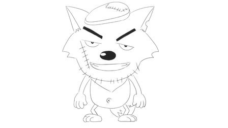 [小林简笔画]如何绘画动画片《喜羊羊与灰太狼》中的灰太狼卡通动漫简笔画教程