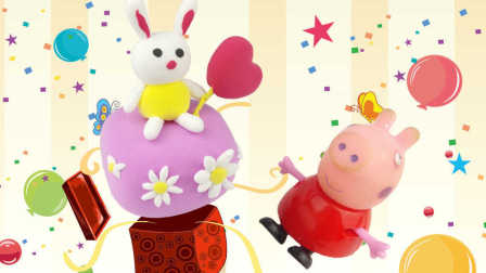 粉红猪小妹DIY小清新兔子蛋糕 彩泥超轻粘土手工制作仿真食玩玩具游戏教程