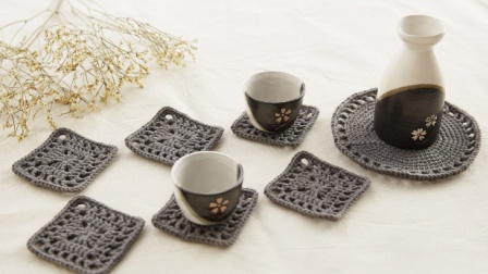 深灰色茶壶垫套组简易钩针杯垫嘉特汇编织小屋怎么织毛线编织法