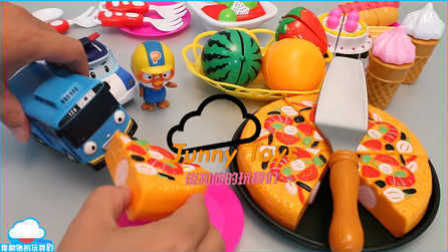 韩国玩具 玩具魔术贴切割比萨饼冰淇淋玩橡皮泥玩具惊喜学习水果英语名称 【 俊和他的玩具们 】