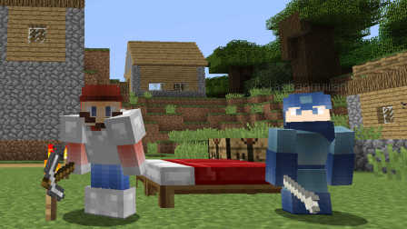 [小宝趣玩]Minecraft我的世界1.11原版生存 04 定居村庄 灰头土脸的矿工父子俩