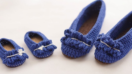 蓝色芭蕾舞鞋（成人款）宝宝鞋嘉特汇编织小屋手工织毛线花样