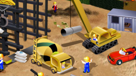 儿童工程车早教动画 城市建筑队 挖掘机起重机