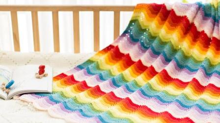 【金贝贝手工坊137辑】M103彩虹毯子毛线钩针编织宝宝盖毯空调毯织法图解视频教程