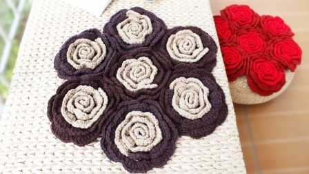 织一片慢生活—–玫瑰花花型坐垫钩针编织花样集锦