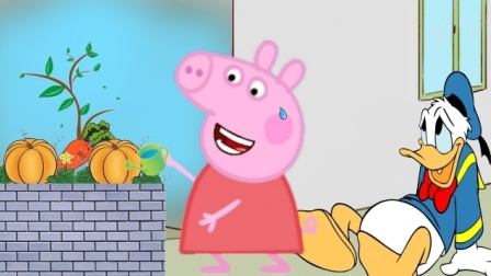 宝宝玩具屋之小猪佩奇 第一季 小猪佩奇帮唐老鸭种南瓜 粉红猪小妹建造围墙