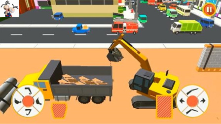 城市模拟建设三第1期：挖掘机、吊车、压路机等亲子工程车游戏 永哥玩游戏