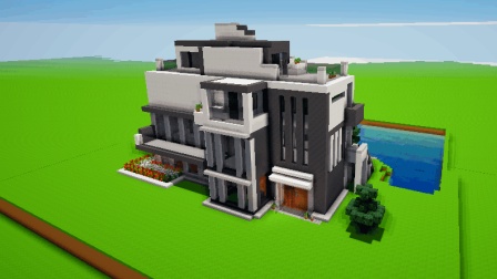 Minecraft创意设计 黑白主色调的大型别墅