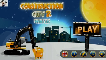 城市模拟建设3冬季版：挖掘机土方车吊装车★永哥玩游戏 工程车建设