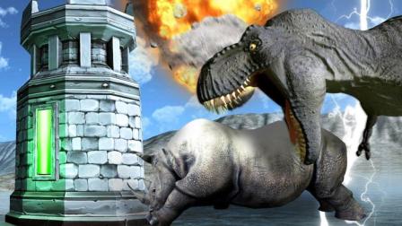 小飞象✘野兽战争模拟器✘新模式塔防霸王龙集体暴走! 黑科技大战恐龙!