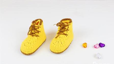 雅馨绣坊宝宝鞋钩针视频第8集:宝宝鞋马丁靴编织图案及方法