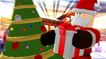 小飞象解说✘Roblox圣诞节大亨扮演圣诞老人搞笑爬上邻居家的屋顶送礼物 乐高小游戏