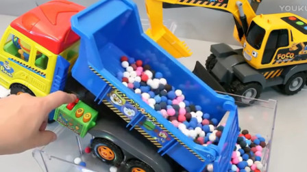 工程车玩具修建道路 挖土机动画片 挖掘机工作