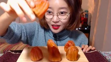 韩国大胃王DOROTHY欧尼柿饼吃播 吃这个一小