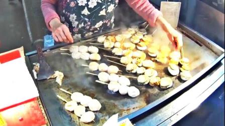 日本大阪的食堂是黑门市场 全场最便宜新鲜的烤扇贝是这个老奶奶家的