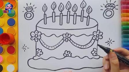 儿童画画学习: 画漂亮的生日蛋糕