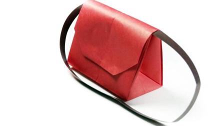 儿童手工折纸包包, 简单又漂亮的心形手提包的折法