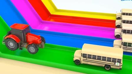 亮亮玩具汽车挖机学习颜色, 保龄球动画宝宝学