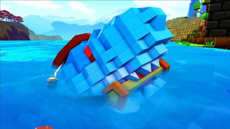 【虾米】方舟: 方块世界EP35, 巨齿鲨和海底遗迹!