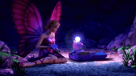 芭比之蝴蝶仙子与精灵公主涂色绘画: 曼瑞莎飞到了空中