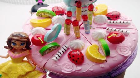 小公主过生日切蛋糕吃大餐  蛋糕切切乐