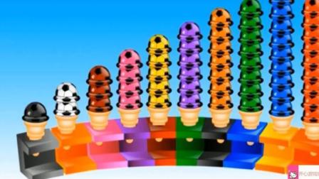 吃豆人3D玩具动画 吃豆人吃彩色足球冰淇淋动画视频