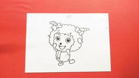 卡通简笔画教程_如何画喜羊羊中的美羊羊, 新计画手绘简笔画大全系列