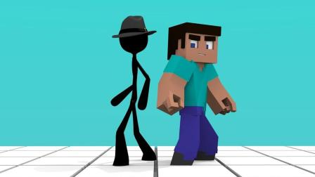 我的世界MC动画: 黑色火柴人 VS 史蒂夫对战