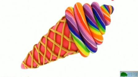 亲子趣味 儿童玩具 橡皮泥 太空沙制作彩虹冰淇淋玩具视频1