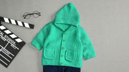 宝宝婴儿童带帽插肩袖开衫毛衣新手手工编织视频教程