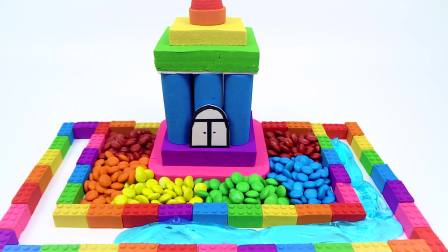 萝卜玩具宝宝 太空沙制作小黄人的彩色糖果城堡