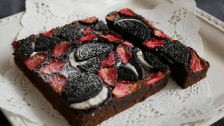 「烘焙教程」这是什么神仙蛋糕! 草莓奥利奥布朗尼简易食谱