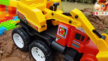 男宝工程车玩具动画 大货车大卡车推土车美美的出行