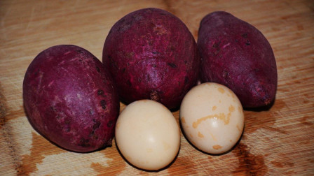 3个紫薯, 2个鸡蛋, 教你个新鲜的做法, 营养美味, 比面包还好吃