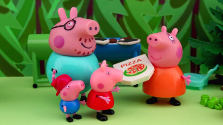 少儿卡通，小猪佩奇玩具动画，小猪佩琪和全家吃蛋糕