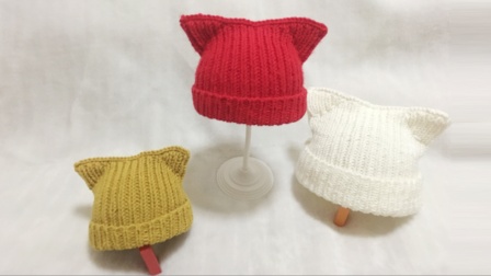 【小脚丫】兔耳朵子毛线帽子手工毛线棒针编织帽子毛线编织图案