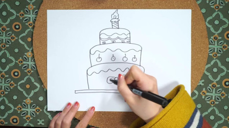 教幼儿画简单的生日蛋糕简笔画，详细的视频教程，让孩子几分钟就学会