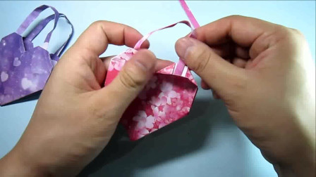 diy手工折纸包包简单又漂亮的心形手提包的折法