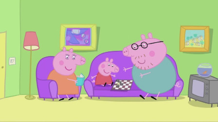 小猪佩奇简笔画：弟弟乔治和猪爸爸下象棋