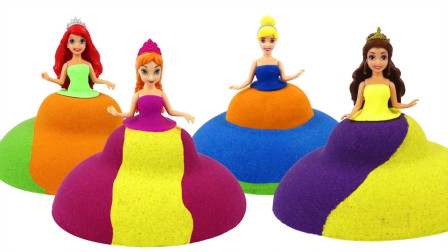 迪士尼公主冰雪奇缘 太空沙制作彩色连衣裙